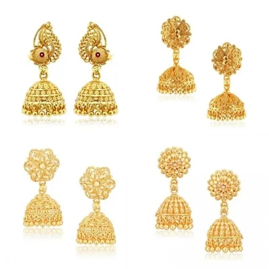 Traditional Alloy Gold Plated Jhumka Earring for Women Combo of 4