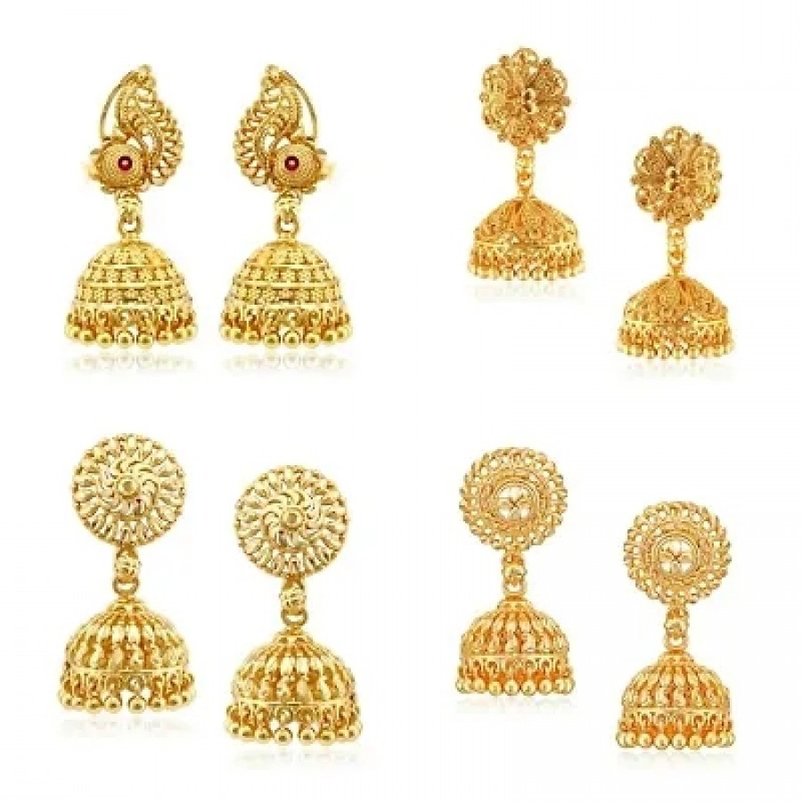 Traditional Alloy Gold Plated Jhumka Earring for Women Combo of 4