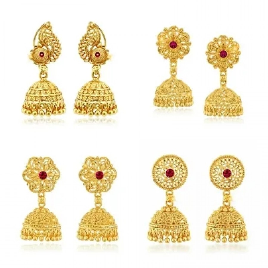 Traditional Alloy Gold Plated Jhumka Earring for Women Combo of 4