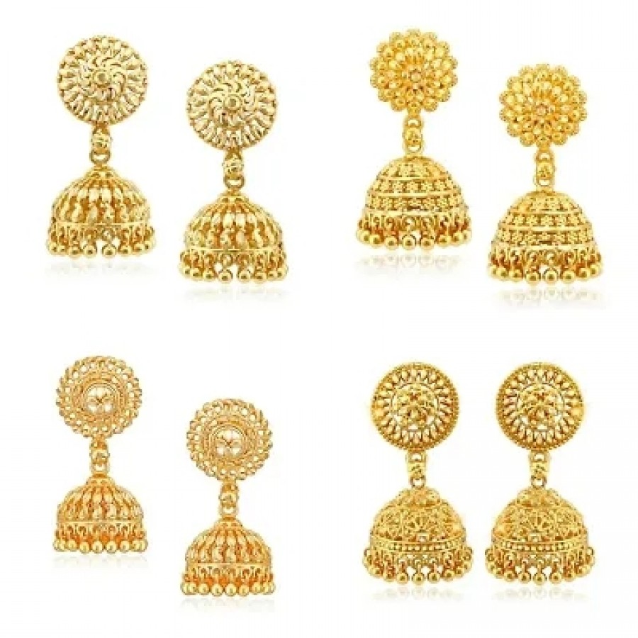 Traditional Alloy Gold Plated Jhumka Earring for Women Combo of 4