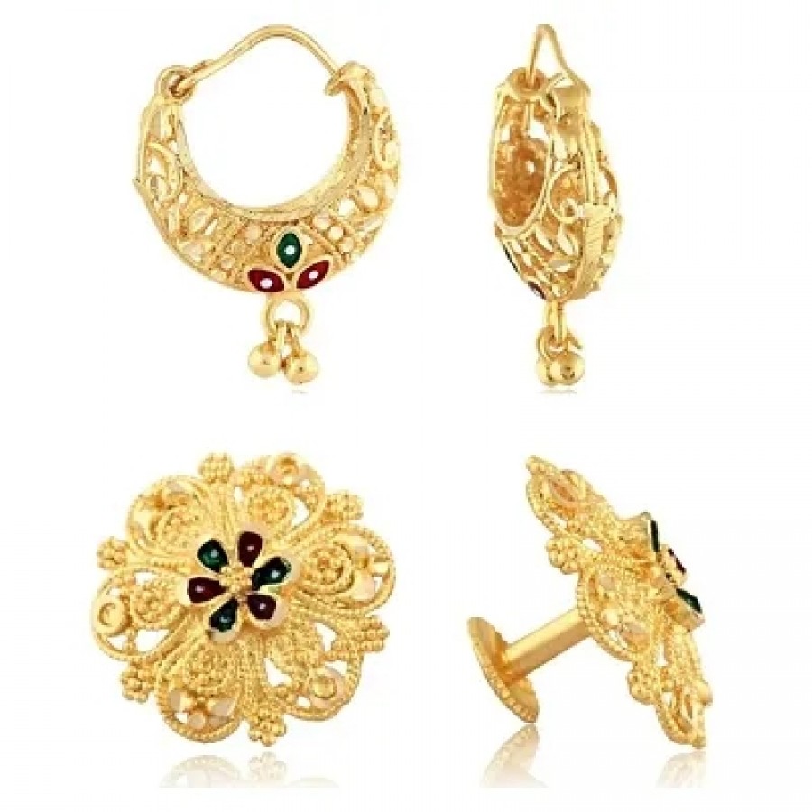 Traditional South Trend Alloy 1gm Gold Plated Earring Combo set.