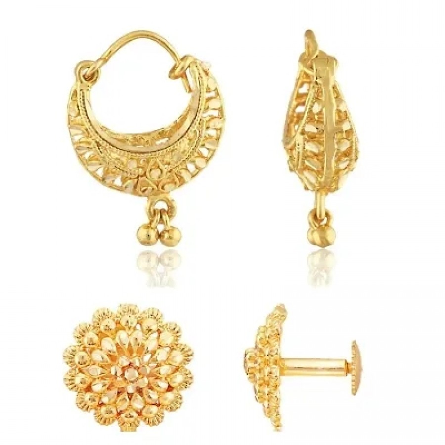 Traditional South Trend Alloy 1gm Gold Plated Earring Combo set.