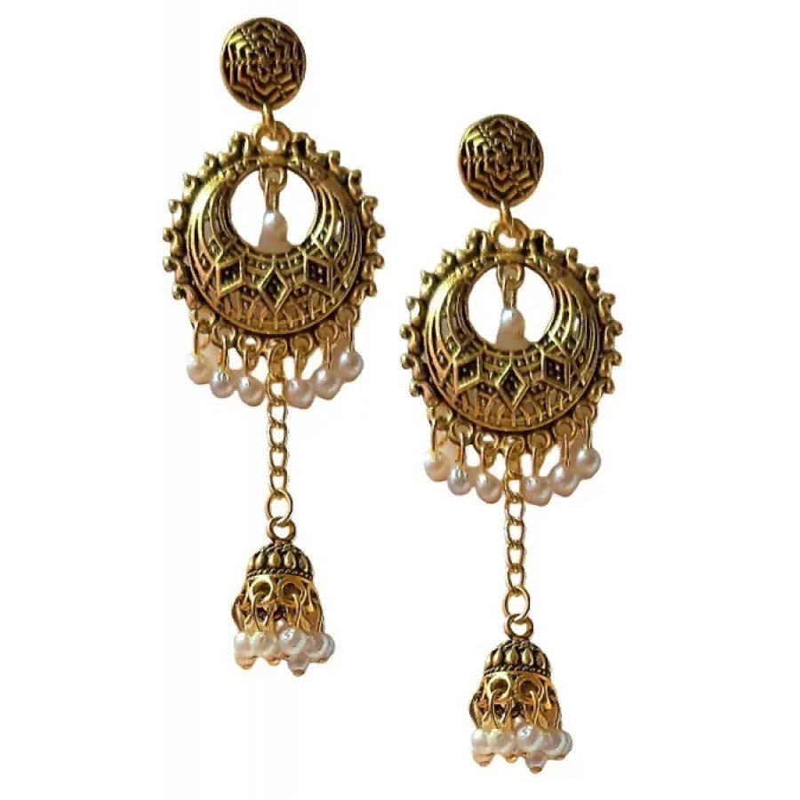 Trendy Beautiful Golden Alloy Earrings