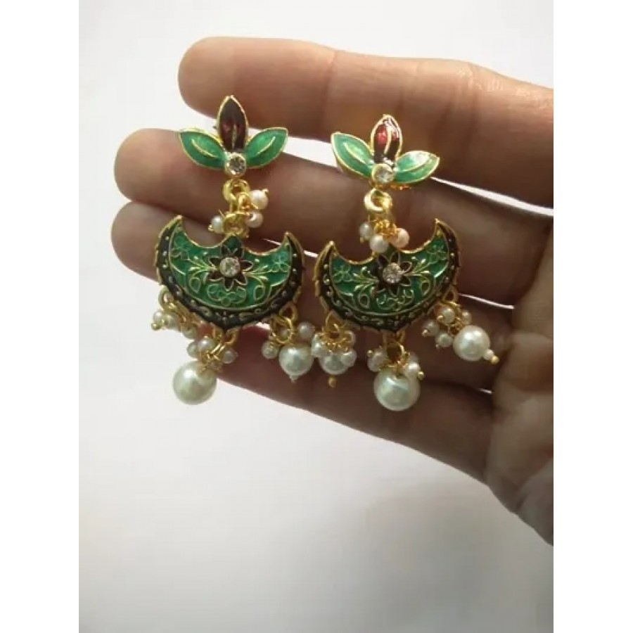 Trendy Brass Meenakari Kundan Earring for Women