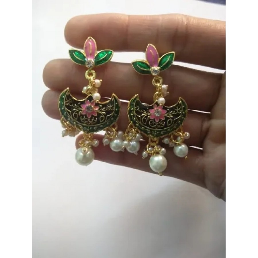 Trendy Brass Meenakari Kundan Earring for Women