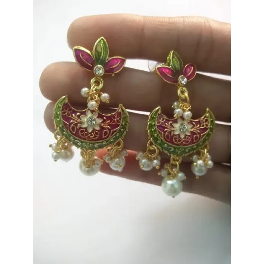 Trendy Brass Meenakari Kundan Earring for Women