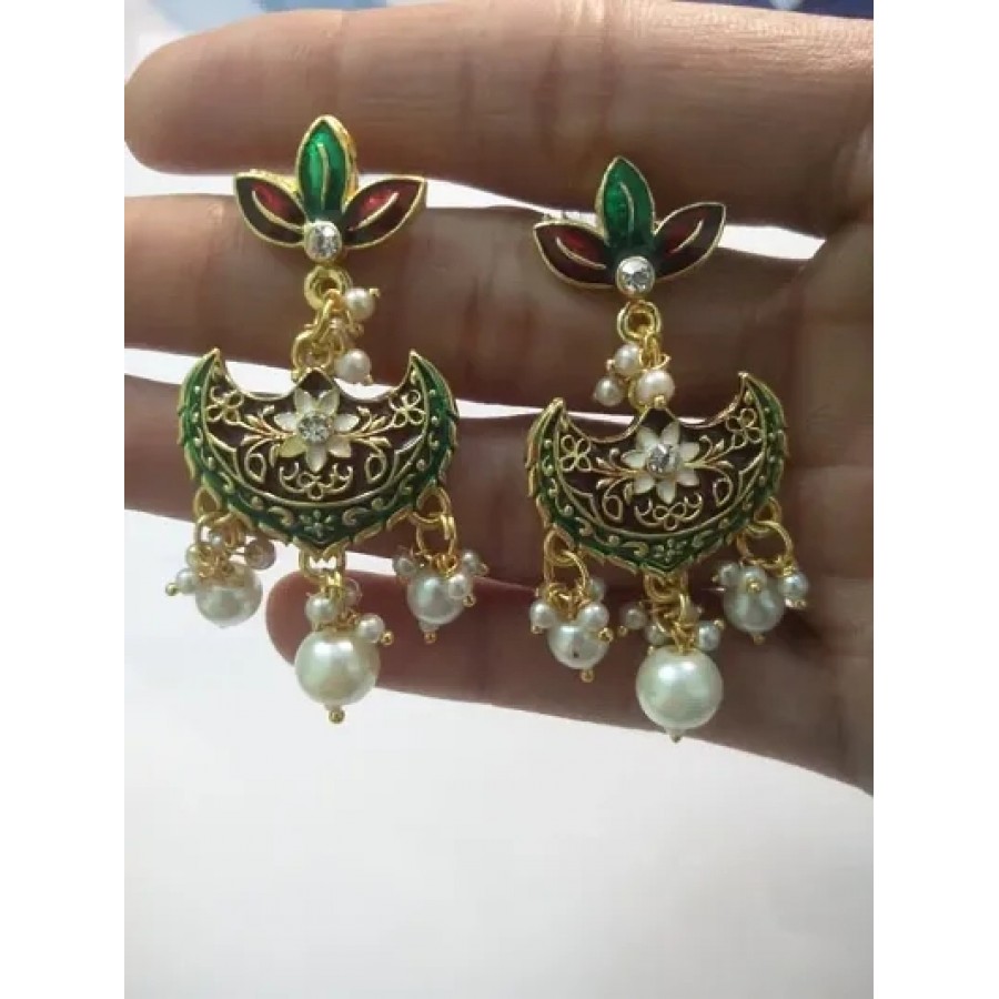 Trendy Brass Meenakari Kundan Earring for Women