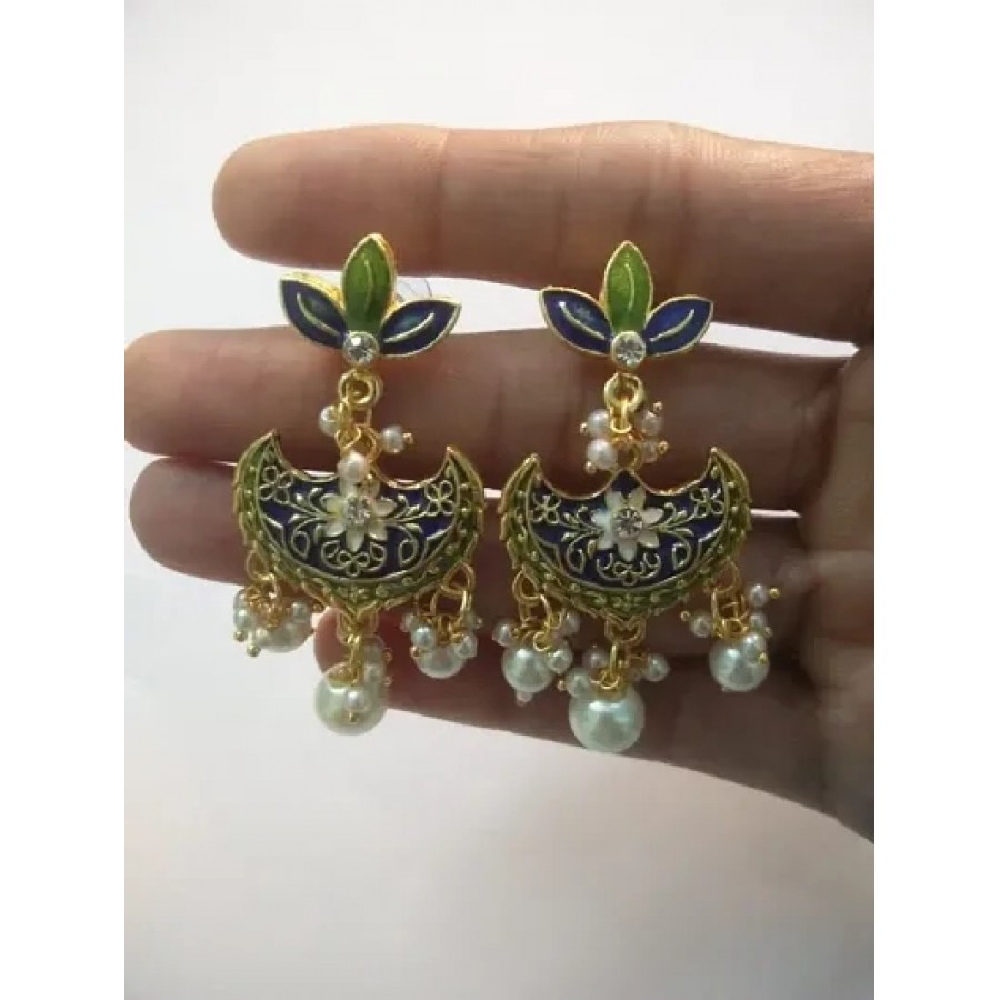 Trendy Brass Meenakari Kundan Earring for Women