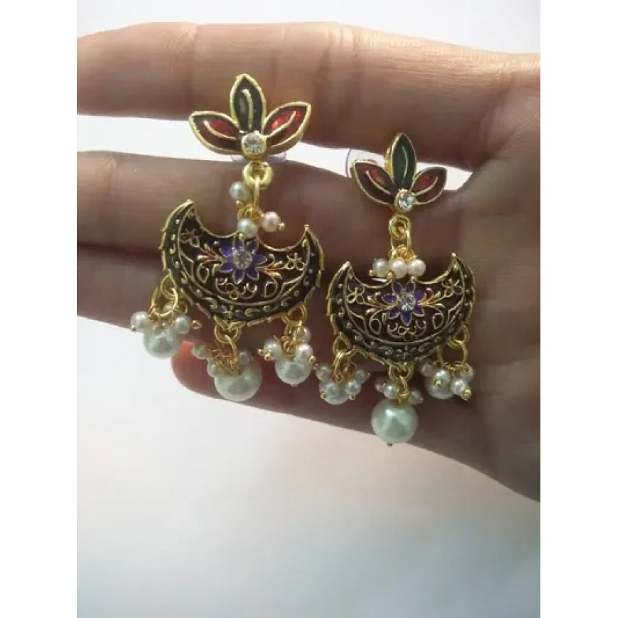 Trendy Brass Meenakari Kundan Earring for Women