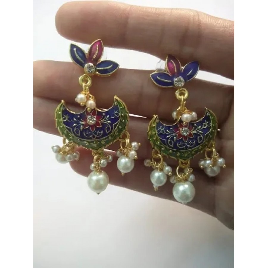 Trendy Brass Meenakari Kundan Earring for Women