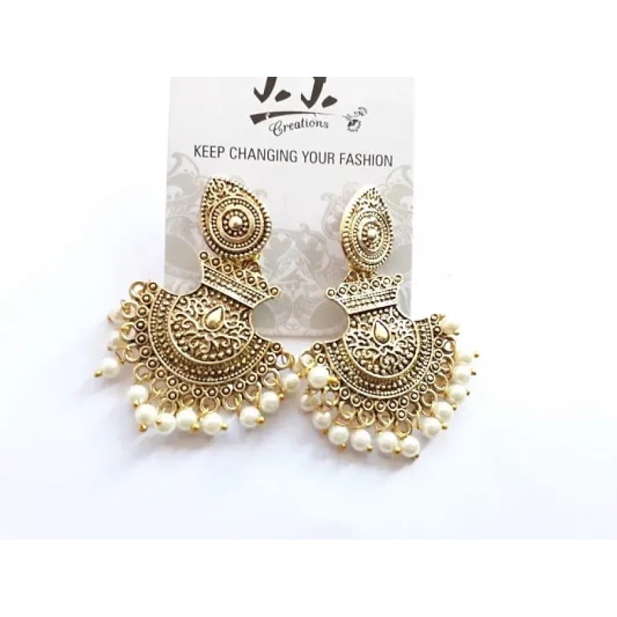 White Brass Drop Earrings