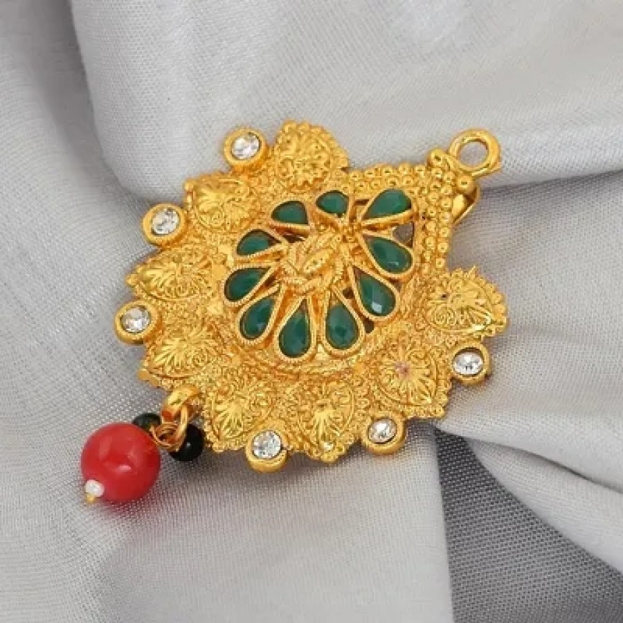 Gold cover on Brass Tradtional Green Meenakari Hairpin Hair accessory latest traditional