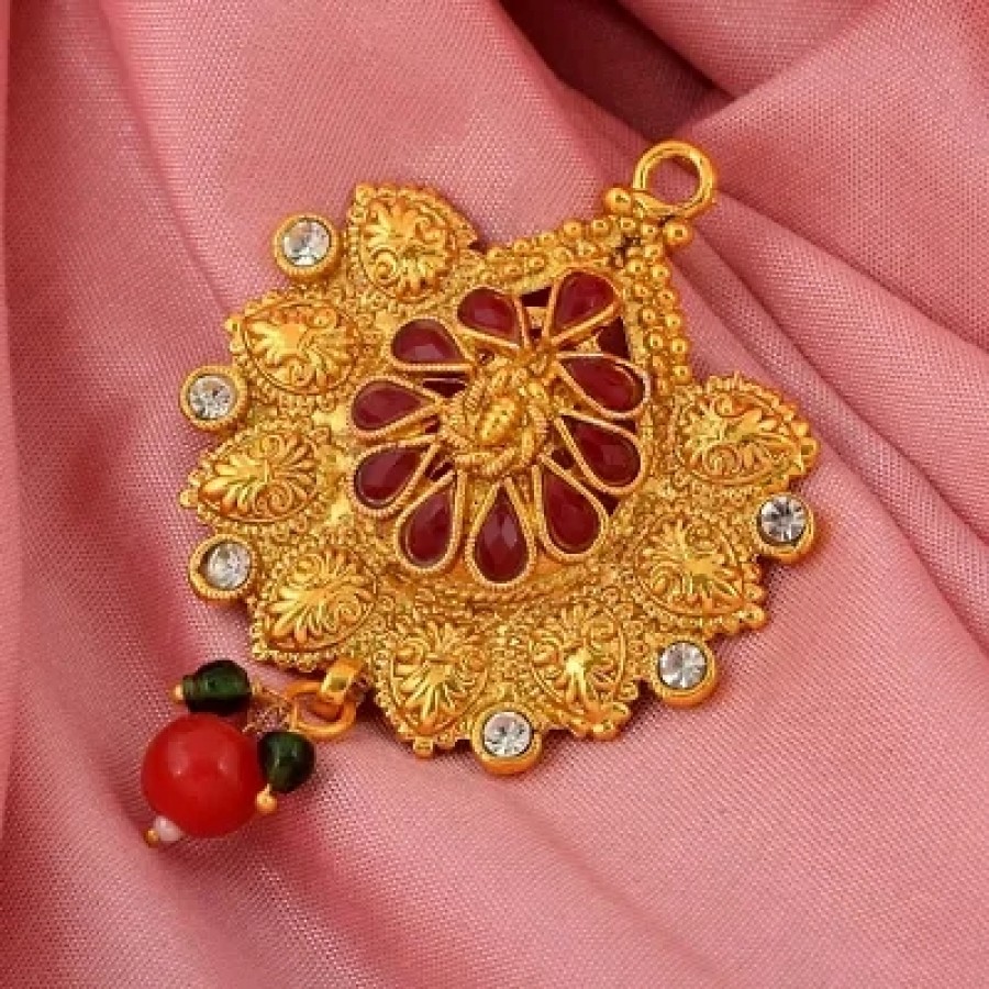 Gold cover on Brass Tradtional Red Meenakari Hairpin Hair accessory latest traditional