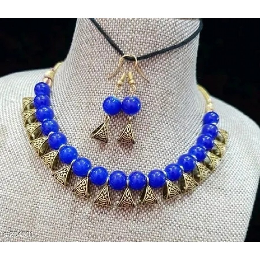 Blue American Diamond Antique Jewellery set