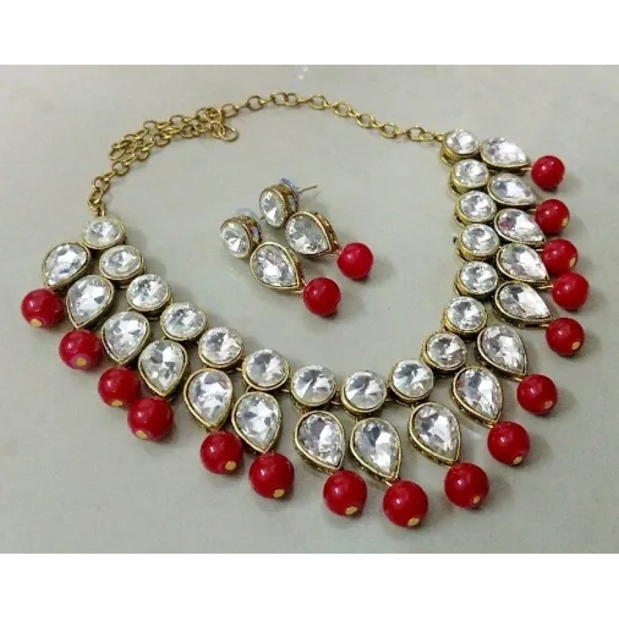 Kundan and Glass Beads Necklace set with Earring