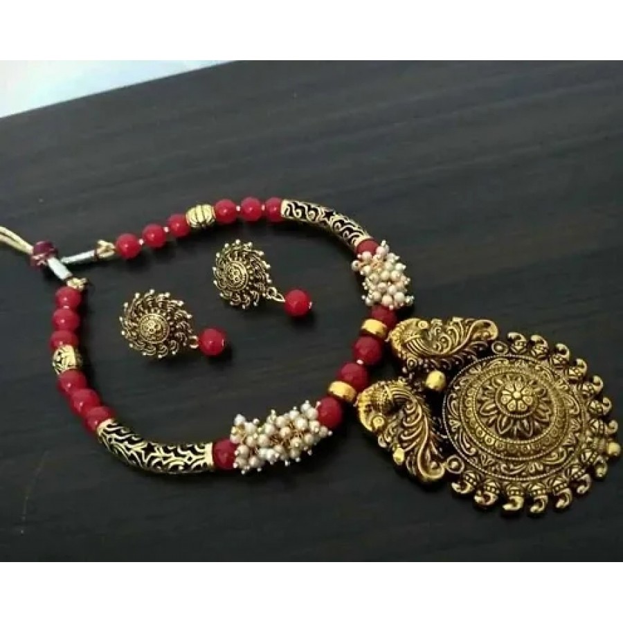 Red Oxidised Gold Jewellery Sets For Women