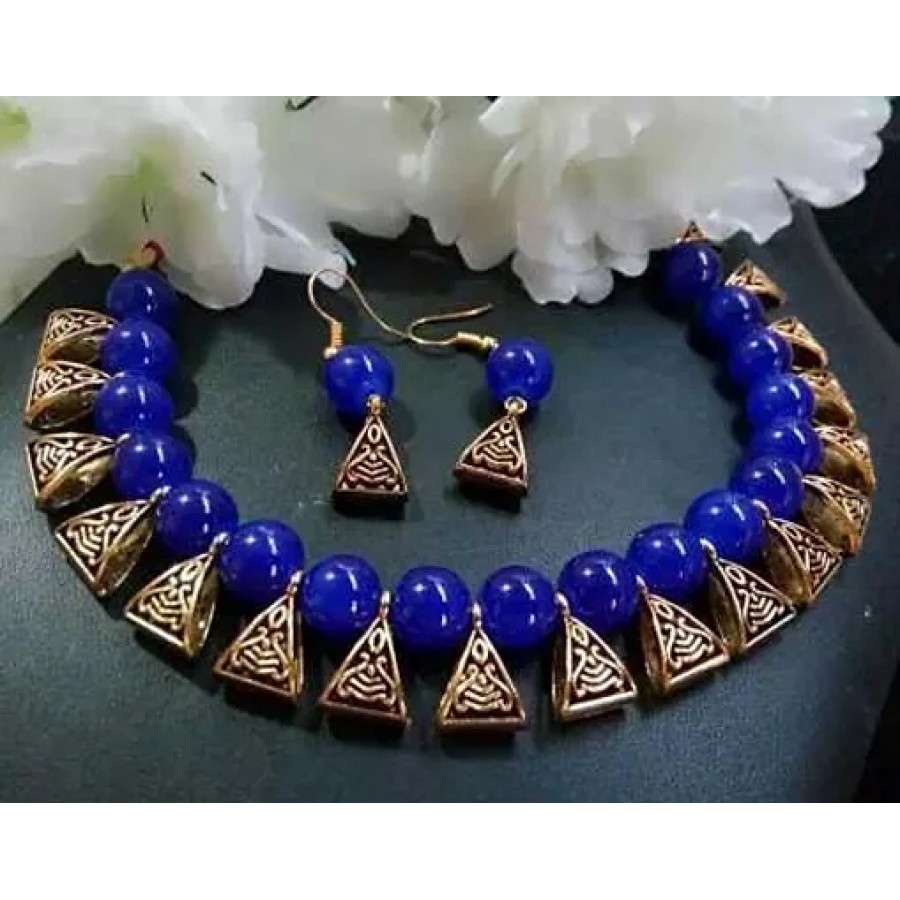 blue beads necklace