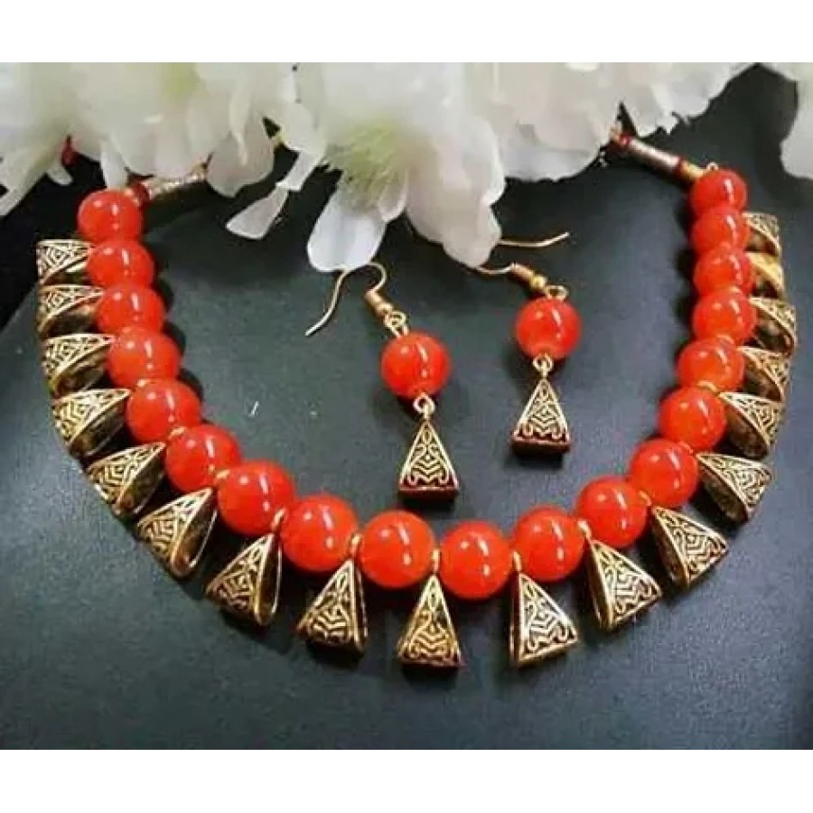 orange beads necklace