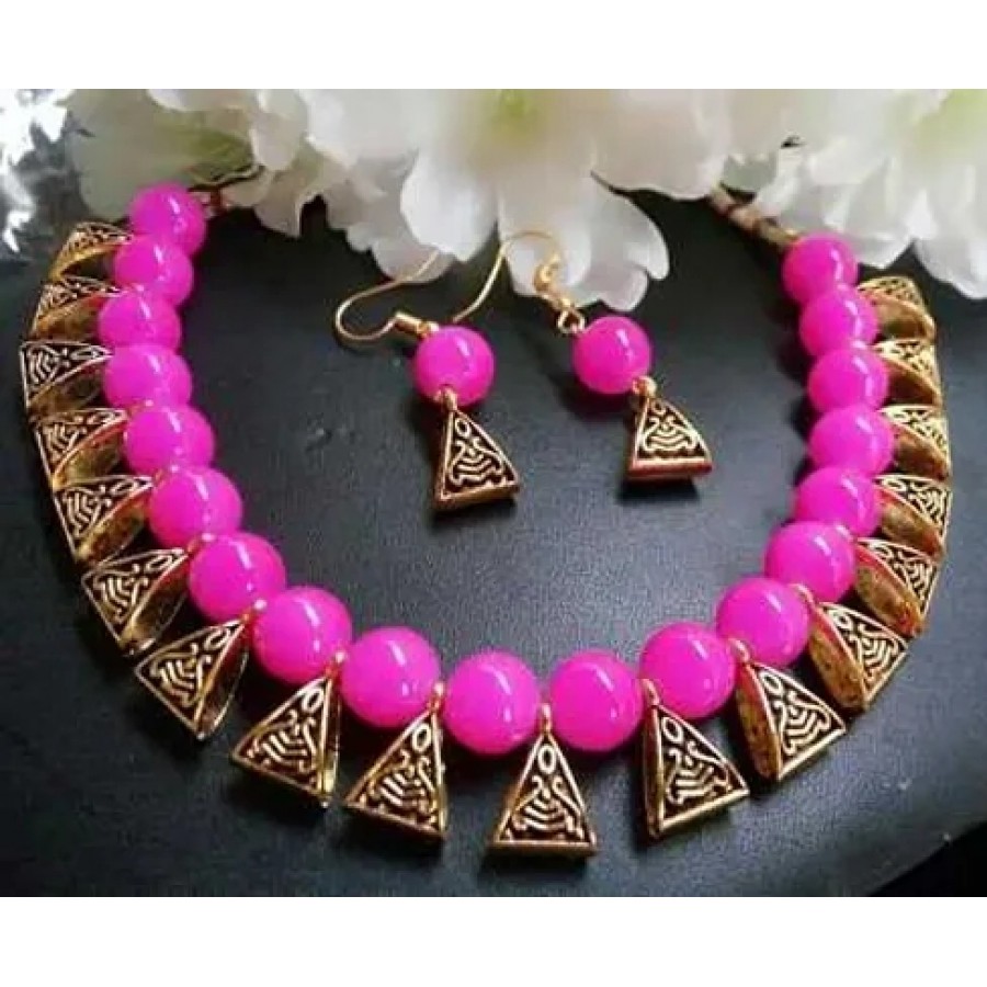 pink beads necklace