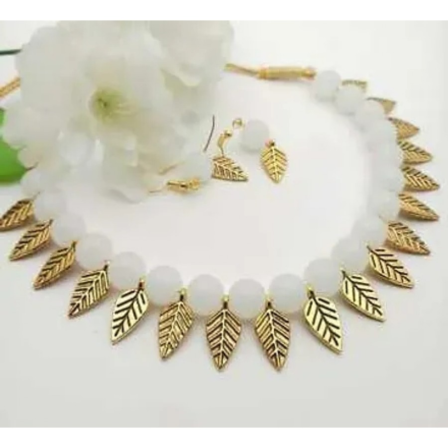 white leaf necklace