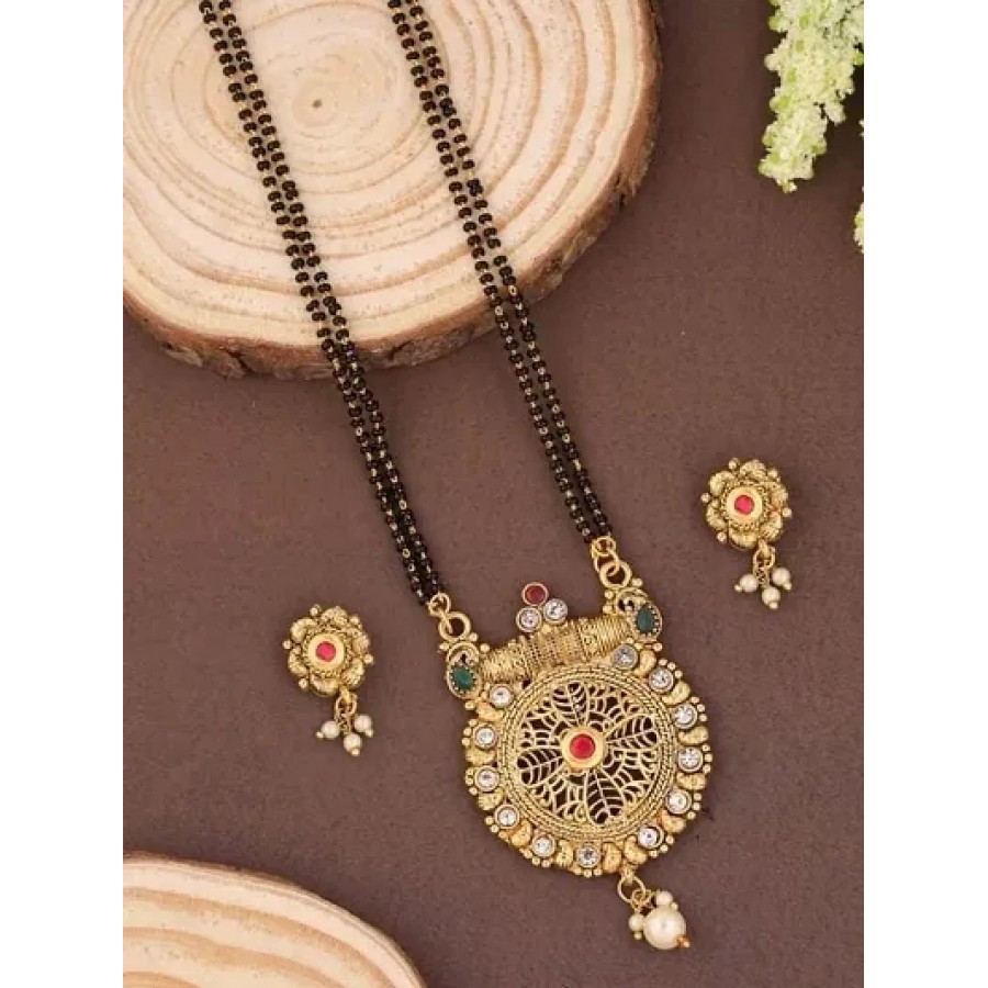 Golden Alloy Antique Necklaces  Chains   Mangalsutras For Women