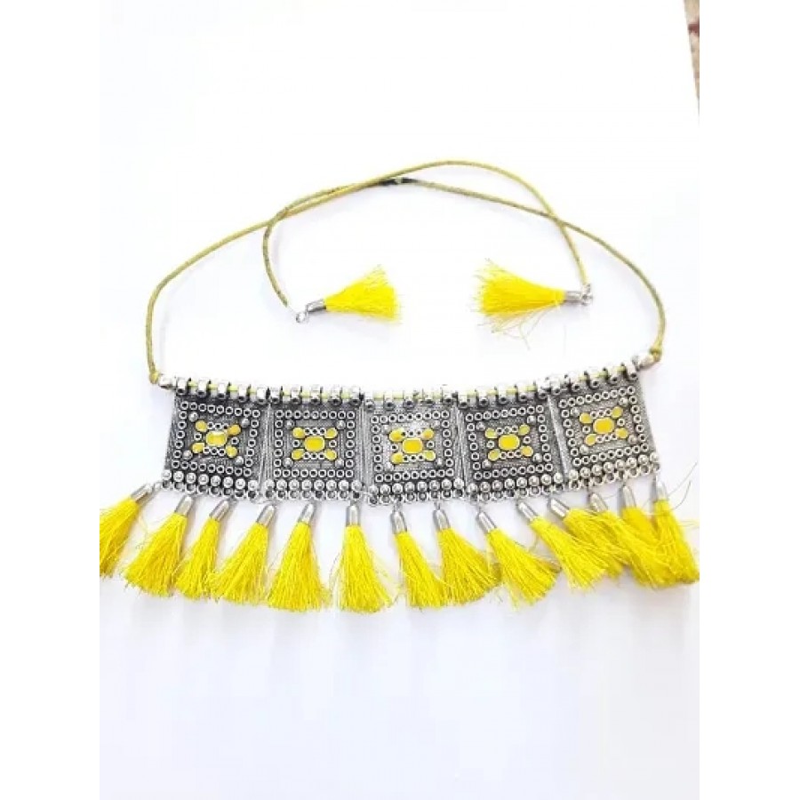 Yellow Oxidised Silver Necklace