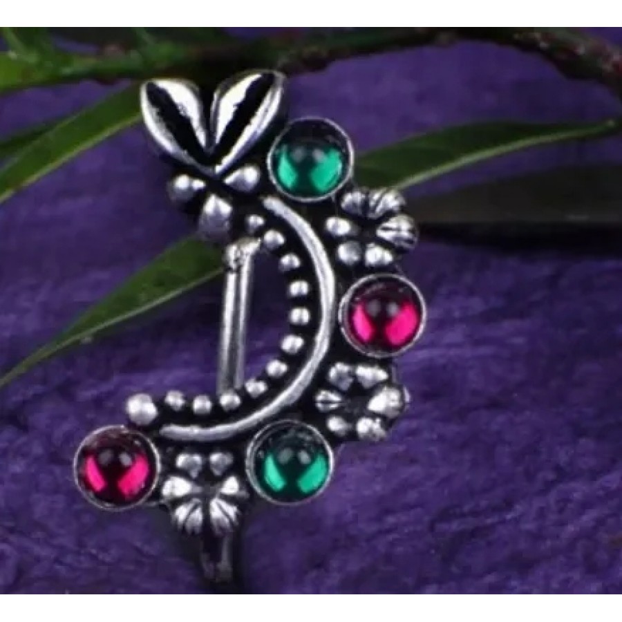 Trendy Beautiful Oxidised Silver Adjustable Nath