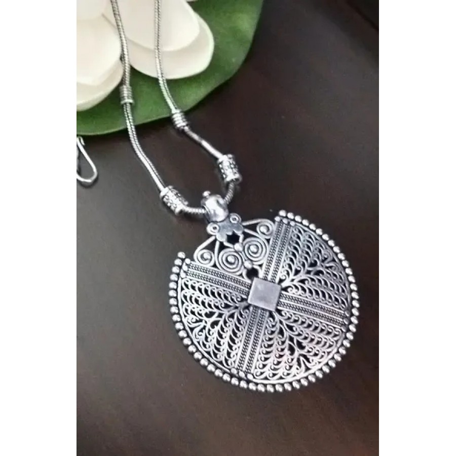 Fancy Afghani German Silver Chain  Pendent