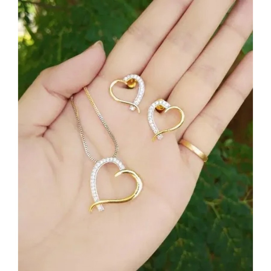 Golden Heart Pendant Set For Women