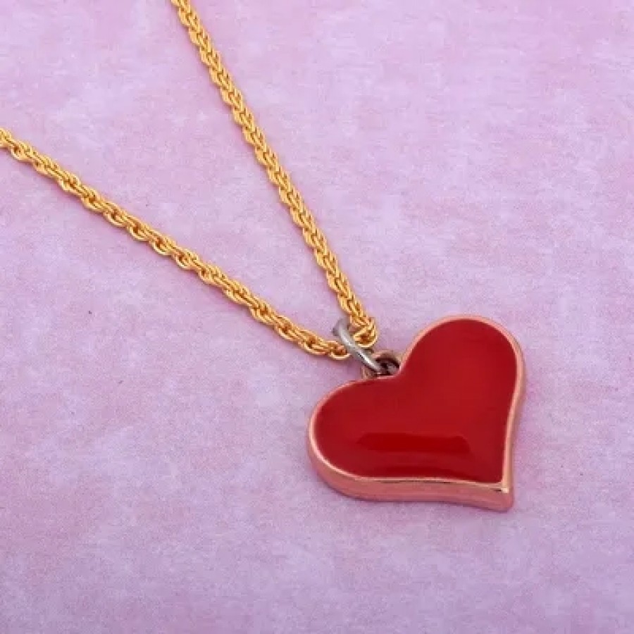 Rose Gold red Colour Heartshape My Love Light Weight Pendant Women Girls Fashion Gift