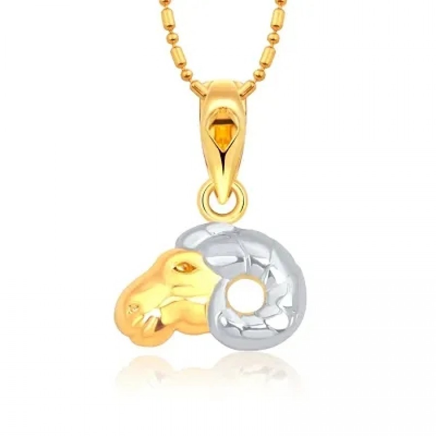 Zodiac sign ARIES (Mesh Rashi) Gold and Rhodium Plated Alloy Pendant for Men and Women