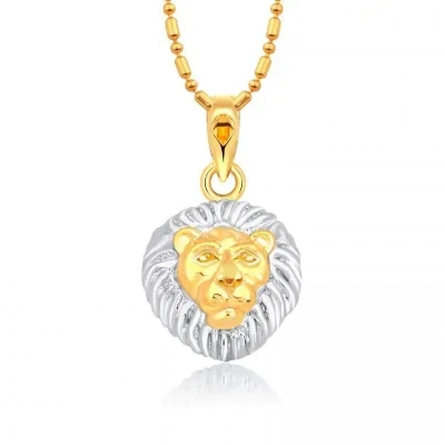 Zodiac sign LEO (Simha Rashi) Gold and Rhodium Plated Alloy Pendant for Men and Women