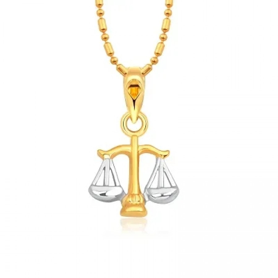 Zodiac sign LIBRA (Tula Rashi) Gold and Rhodium Plated Alloy Pendant for Men and Women