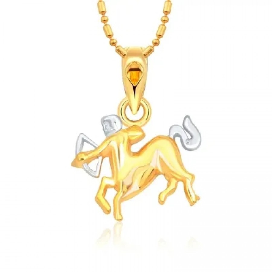 Zodiac sign SAGITTARIUS (Dhanu Rashi)  Gold and Rhodium Plated Alloy Pendant for Men and Women