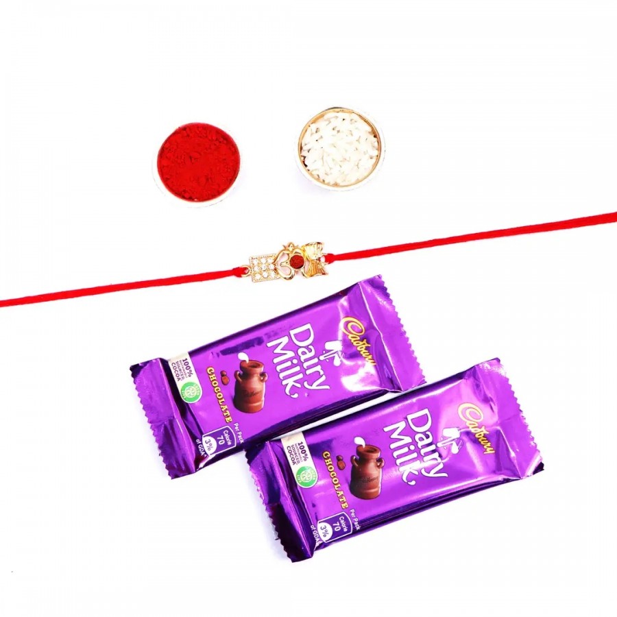 Bhaiya Bhabhi Designer Rakhi Set Of 1 With Rolichawal