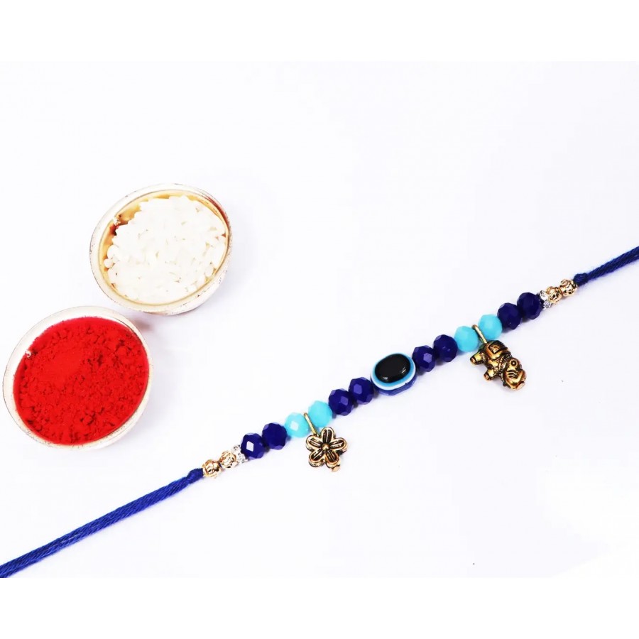 Blue Evil Eye Rakhi With with Roli And Chawal