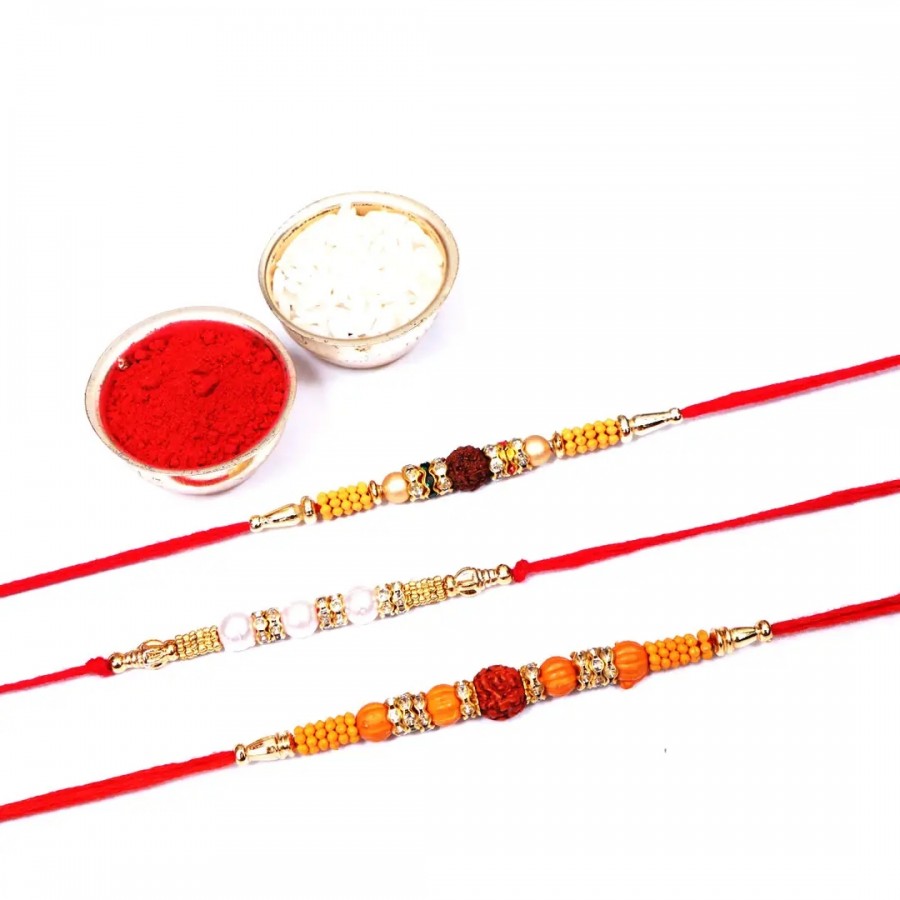 Combo Designer Rakhi Set Of 3 (Rolichawal)