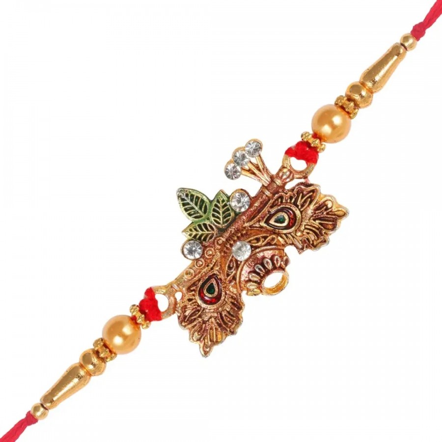 Dahihandi Gold and Rhodium Plated Alloy Rakhi for Lovely Brother