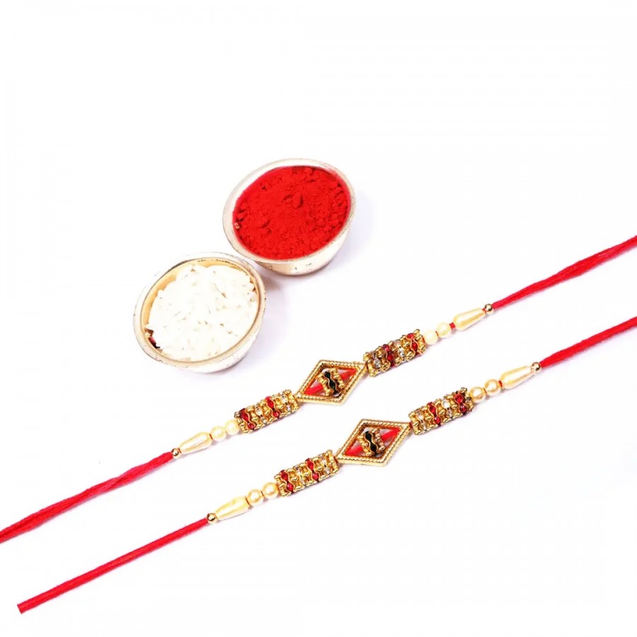 Designer Rakhi Set Of 2 (Rolichawal)