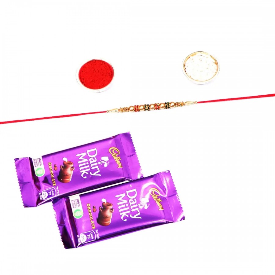 Ganpati Bappa Designer Rakhi Set Of 1 With Dairy Milk Chocolate Bar, 13.2 G Pack Of 2 (RoliChawal)