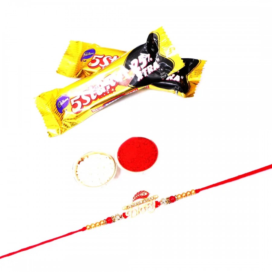 Kanha Pearl Designer Rakhi Set Of 1 With 5 Star Chocolate Bar, 40G Pack Of 2 (RoliChawal)