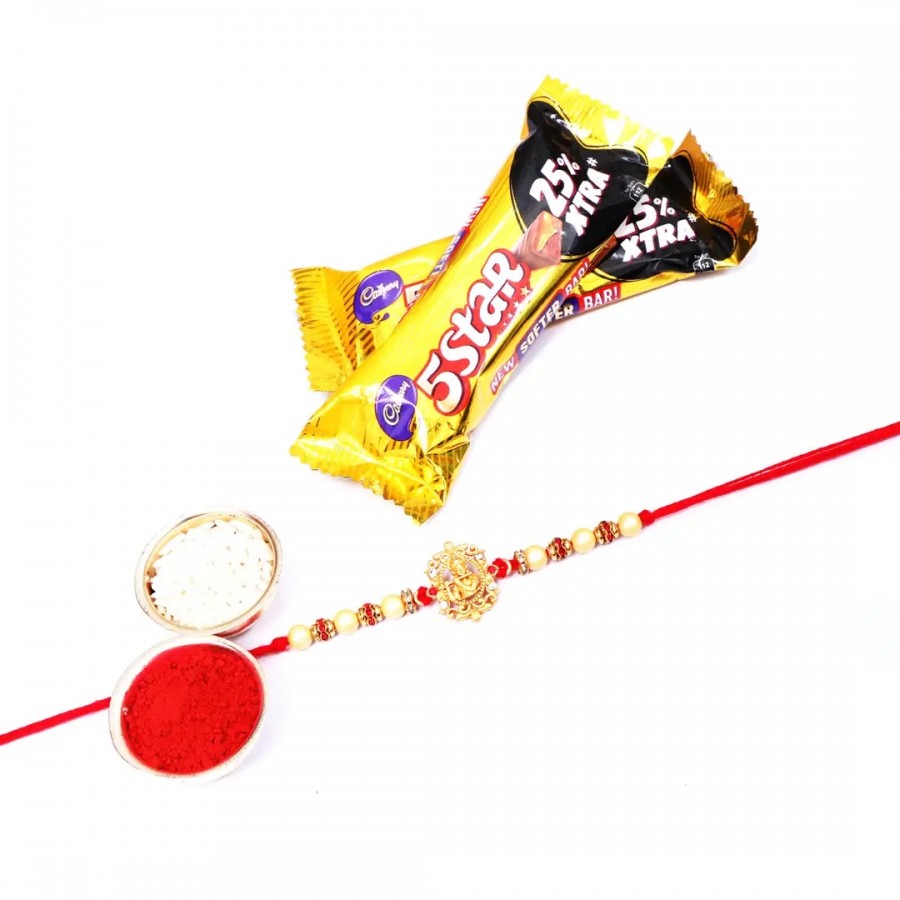 Kanha Pearl Designer Rakhi Set Of 1 Kitkat Chocolate 12.8Gm Pack Of 2 (RoliChawal)