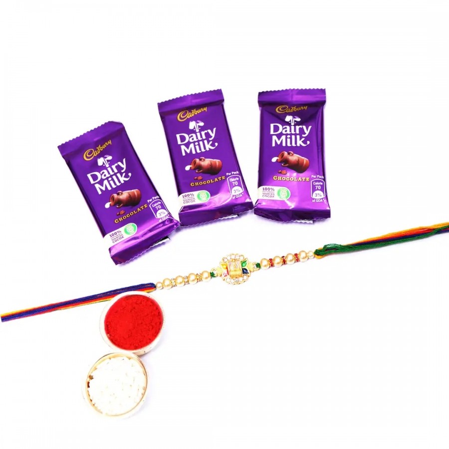 Lord Ganesha Tabla Designer Rakhi Set Of 1 With Kitkat Chocolate 12.8Gm Pack Of 2 (RoliChawal)