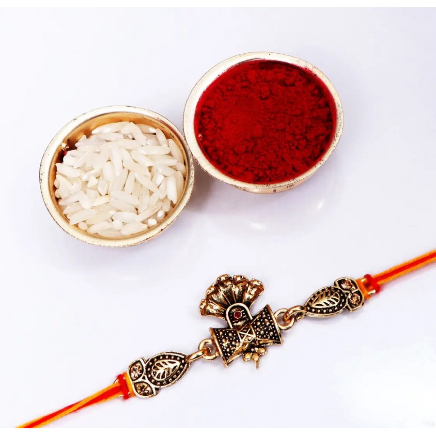 Mahadev Damru Designer Rakhi with Roli And Chawal