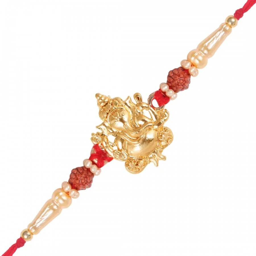 Mangalmurti Gold and Rhodium Plated Alloy Rakhi for Lovely Brother