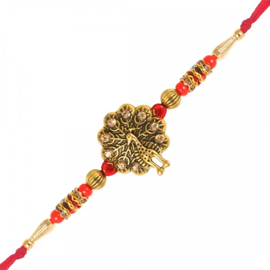 Mayur Gold and Rhodium Plated Alloy Rakhi for Lovely Brother