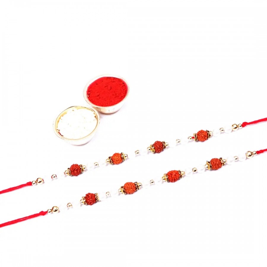 Pearl Designer Rakhi Set Of 2 (Rolichawal)