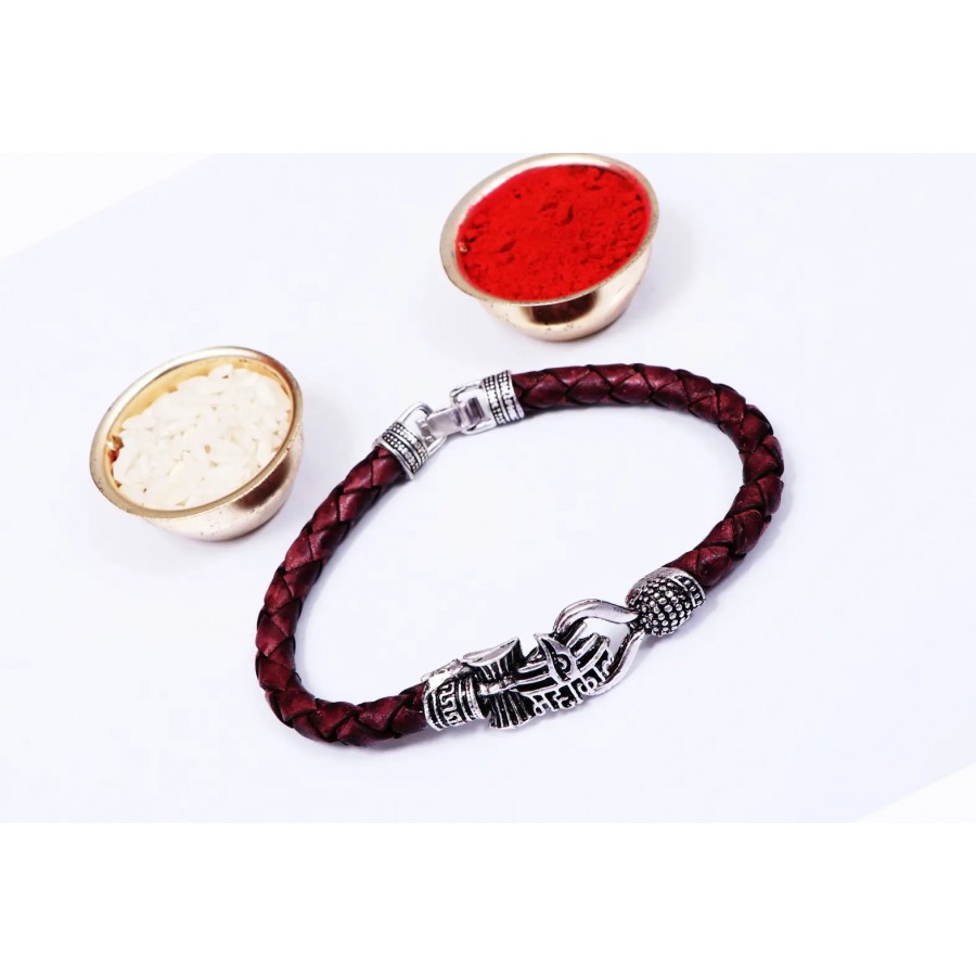 Rudraksh Designer Rakhi bracelet with Roli And Chawal