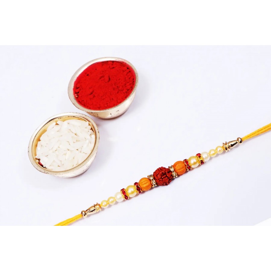 Rudraksh Designer Rakhi with Roli And Chawal