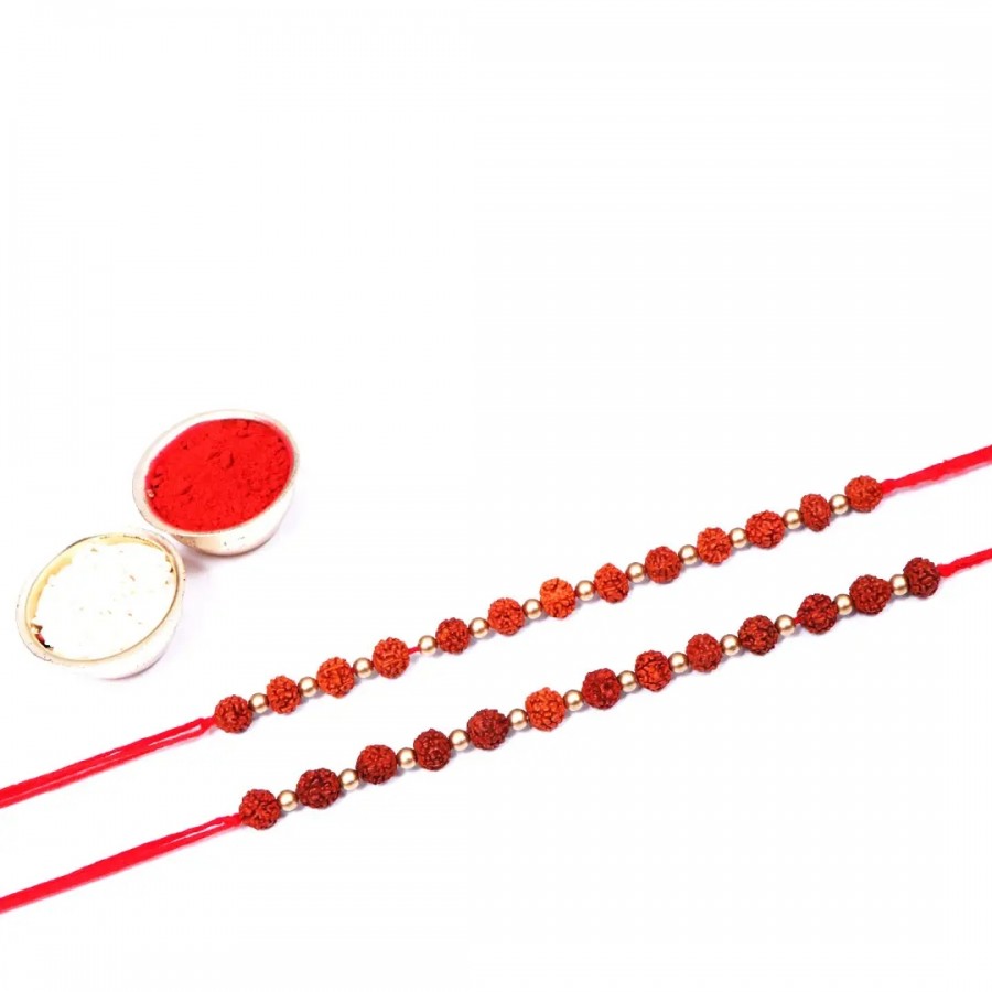 Rudraksha Designer Rakhi Set Of 2 (Rolichawal)